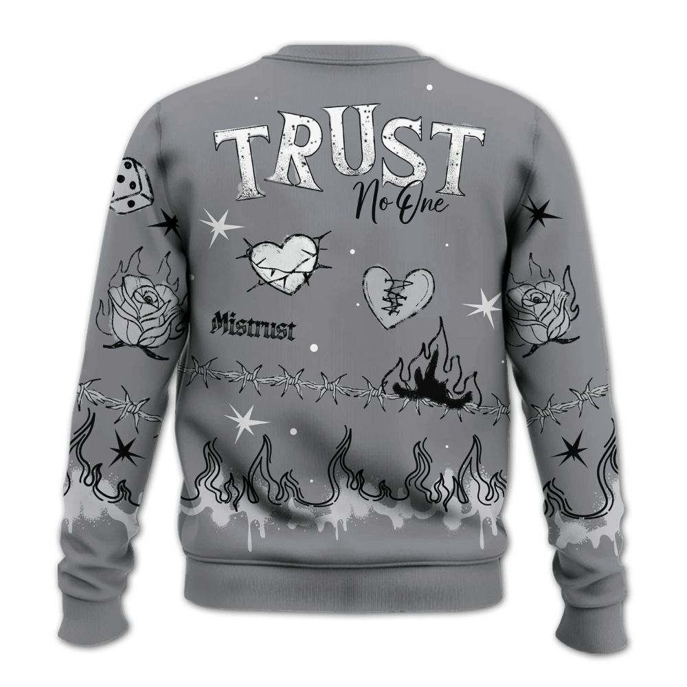 Sweatshirt To Match Retro Wolf Grey 5s - Trust No One Snake-Bite Doodle Crayon All Over Print