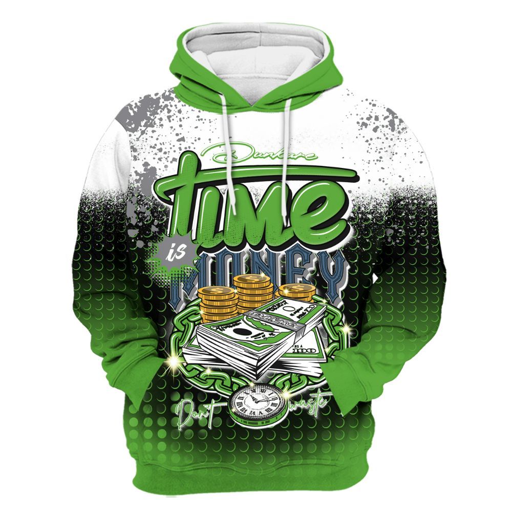 Hoodie To Match Retro Green Bean 5s - Halftone Time Is Money All Over Print