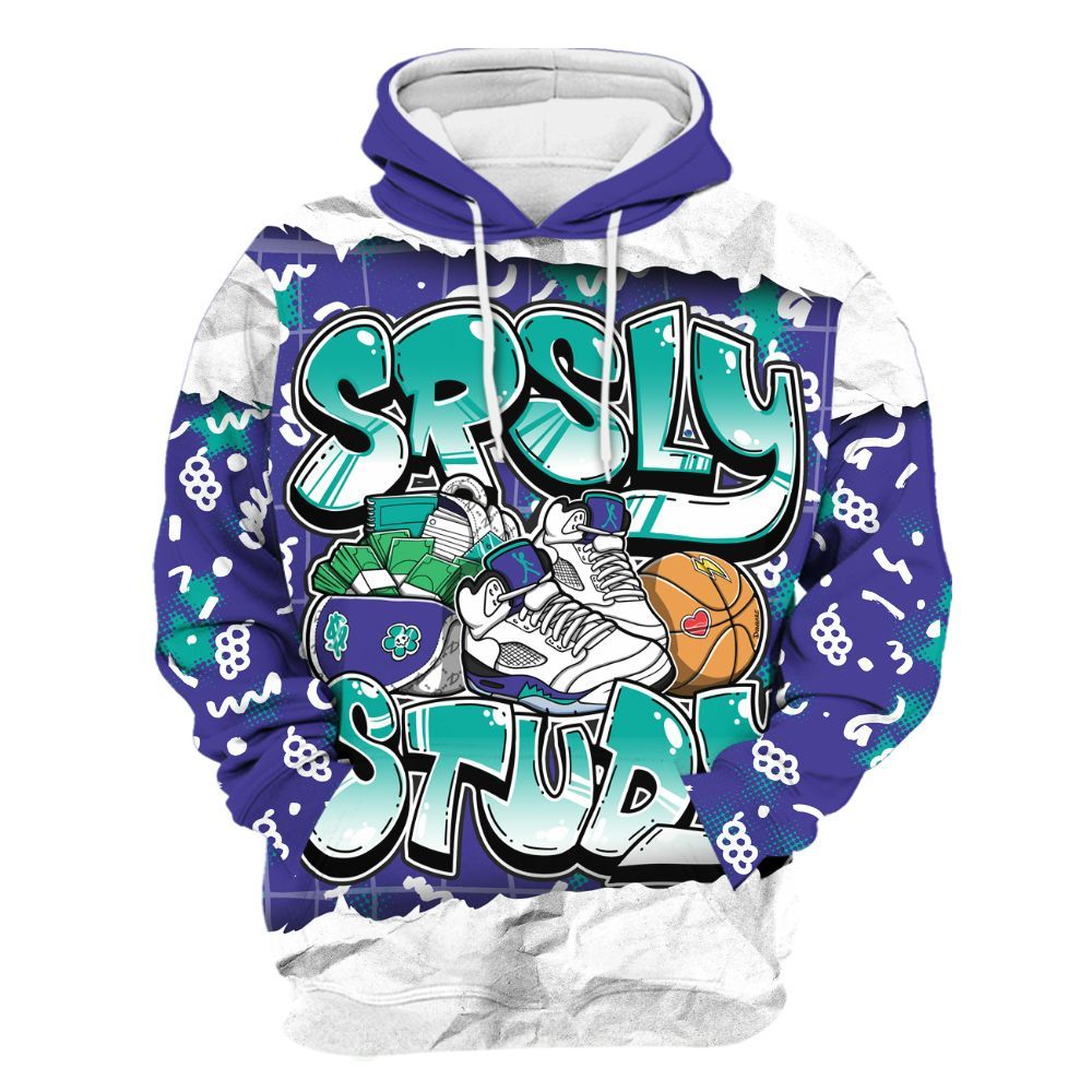 Hoodie To Match Retro Grape 5s - SRSLY Study Doodle All Over Print