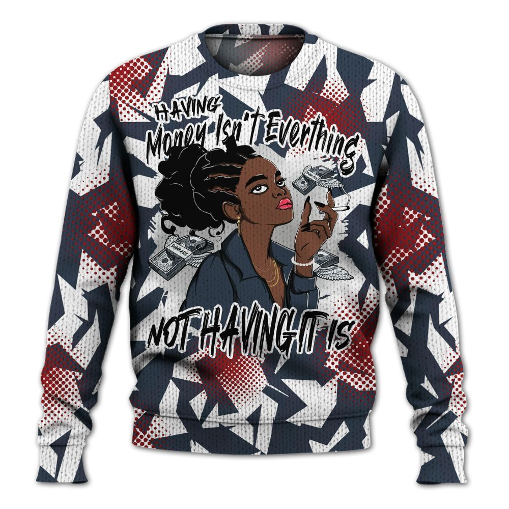 Knitted Sweater To Match Navy Blue 2024 6s - Having Money Isn't Everthing Retro