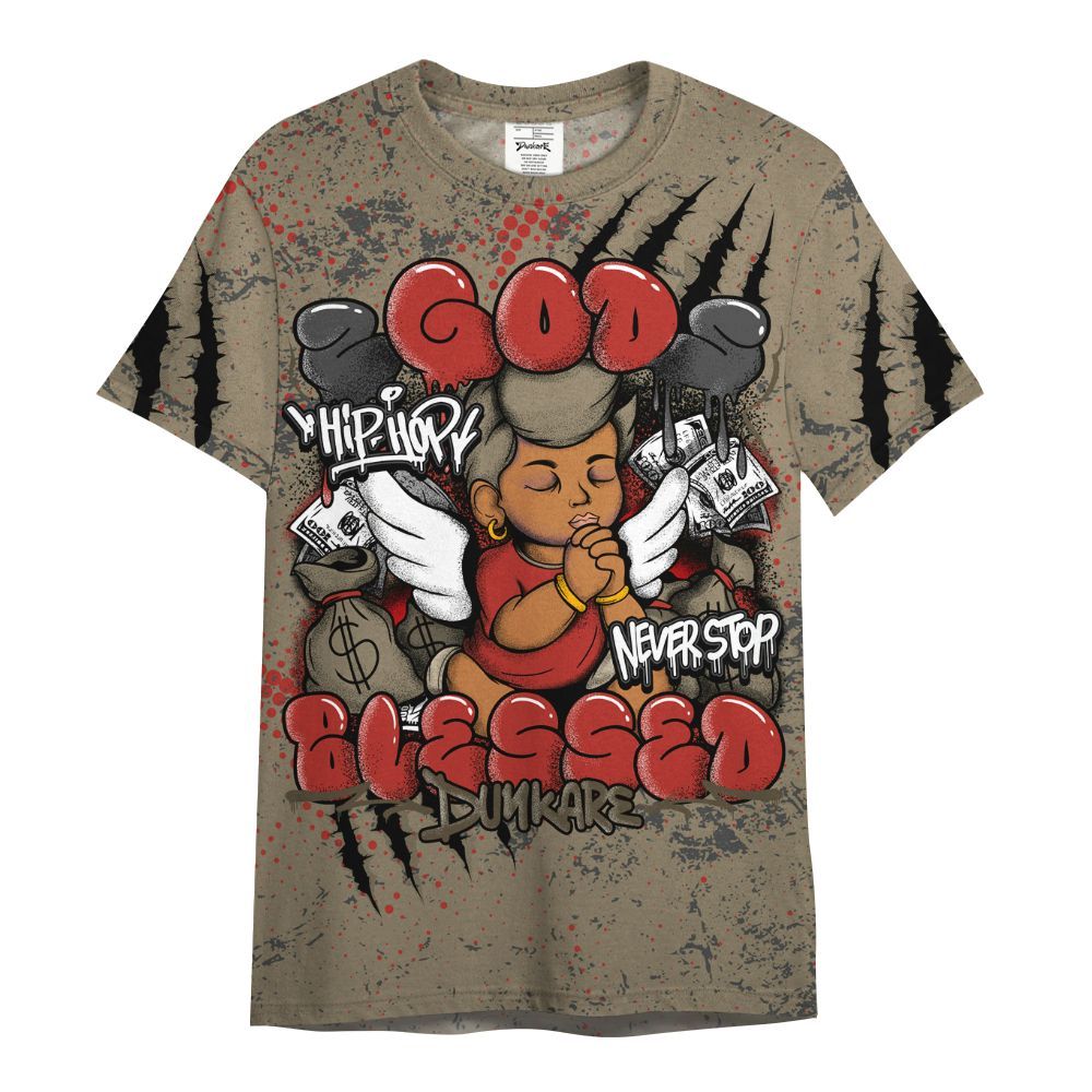 Shirt To Match Olive 9s - God Blessed All Over Print