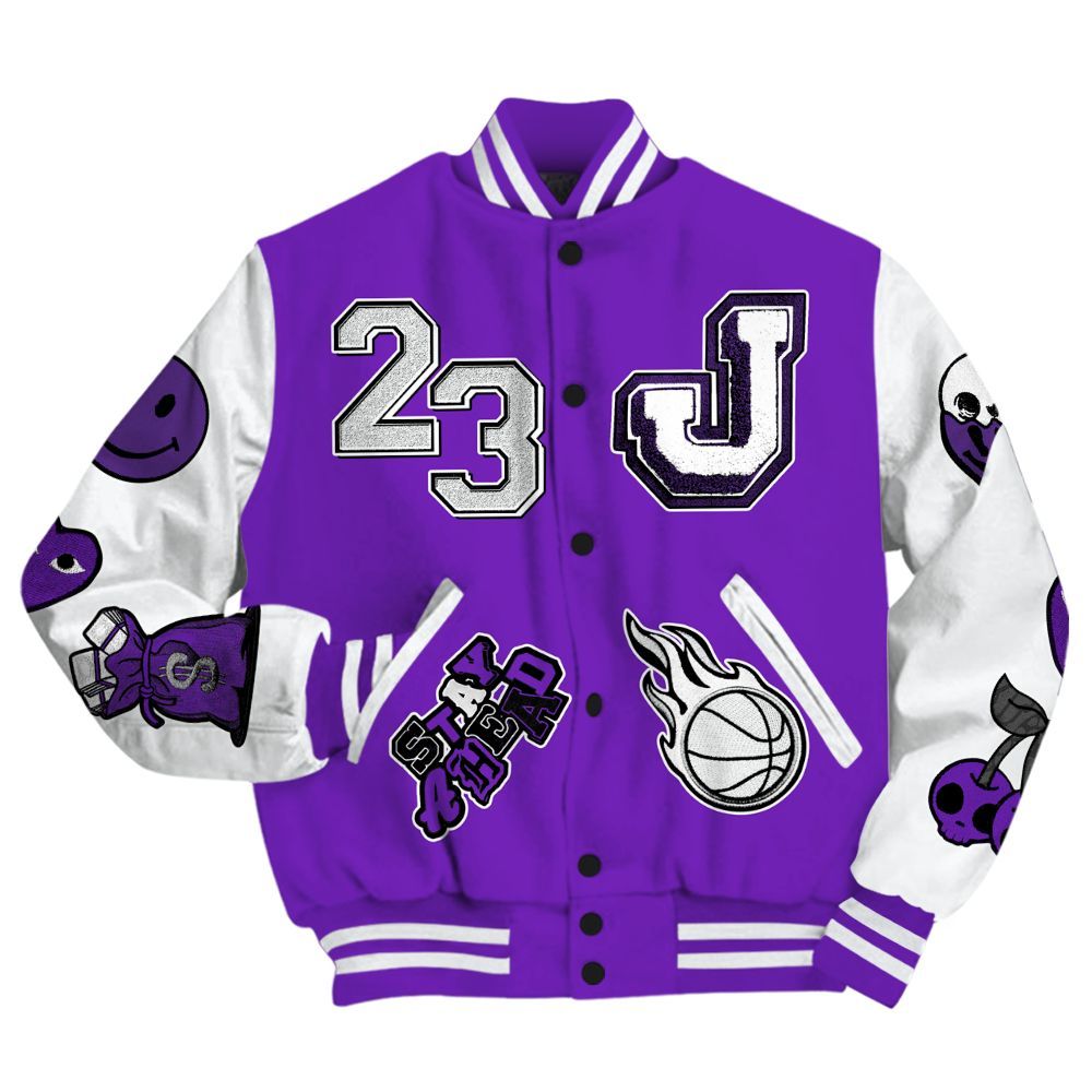 Varsity Jacket To Match Retro Dark Iris 3s - Hustles Money Number 23 All Over Print