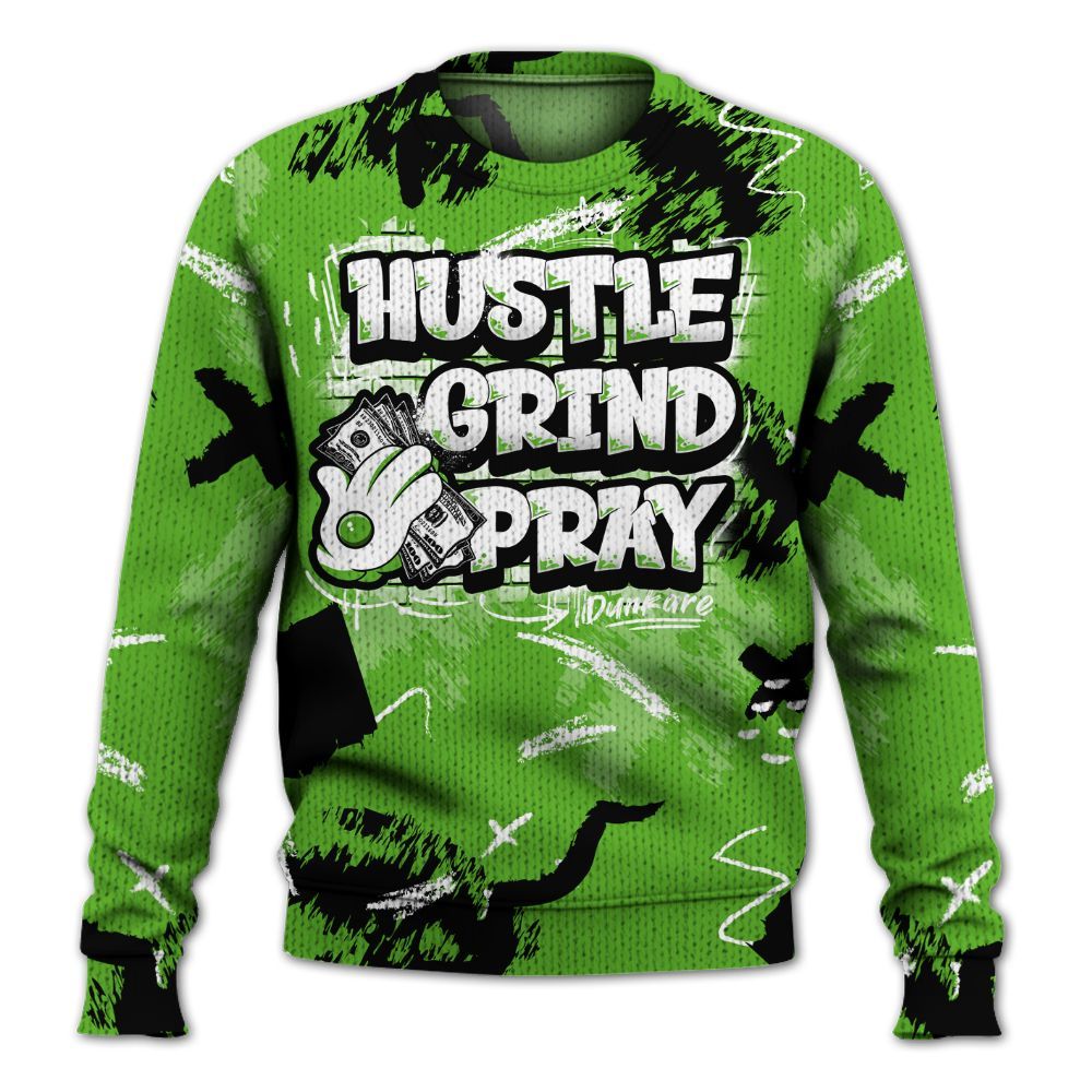 Knitted Sweater To Match Air Foamposite One Volt - Hustle Grind Pray Retro