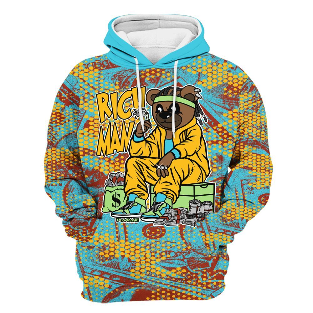 Hoodie To Match SB Dunk Di'Orr Greenwood - Rich Man Bear Banknotes Art All Over Print