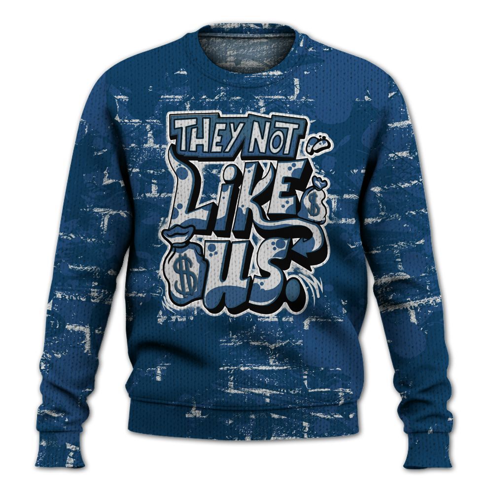 Knitted Sweater To Match High OG Midnight Navy 1s - Dislike Us Graphic Street Art