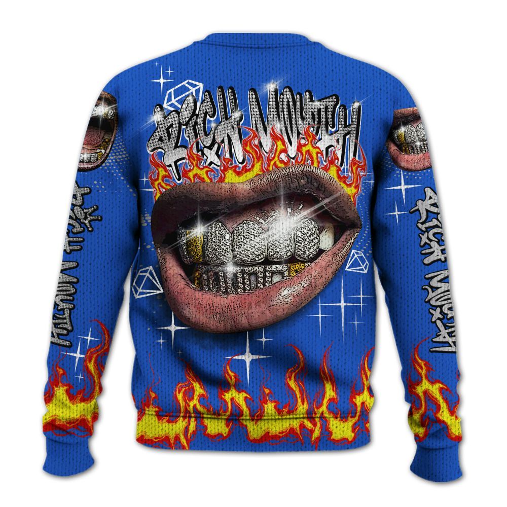 Knitted Sweater To Match Retro Stealth 5s - Rich Mouth Fire Rap Retro 90s