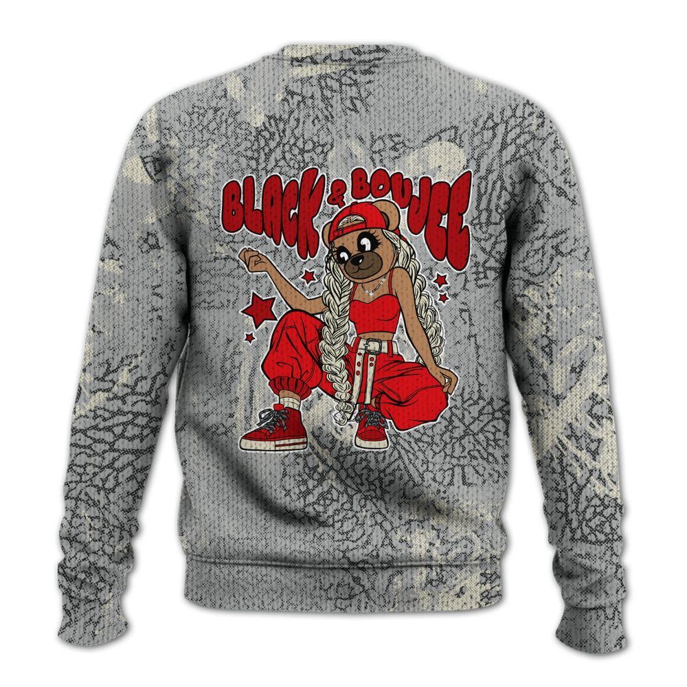 Knitted Sweater To Match Cement Grey 3s - Boujee Girls Bear Heart Grunge