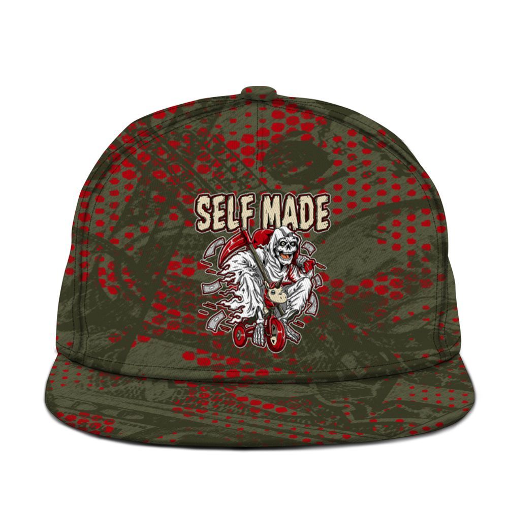 Snapback To Match Travis Scott Low OG Medium Olive 1s - Self Make Skeleton Banknotes Art Graphic