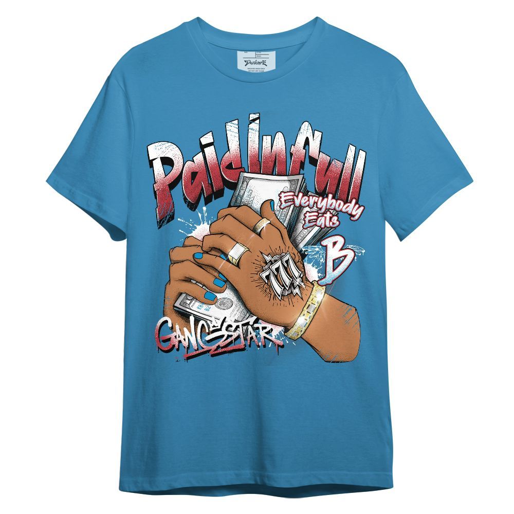 Shirt To Match High OG University Red Dark Powder Blue 1s - Lucky Money Paid In Full Graphic