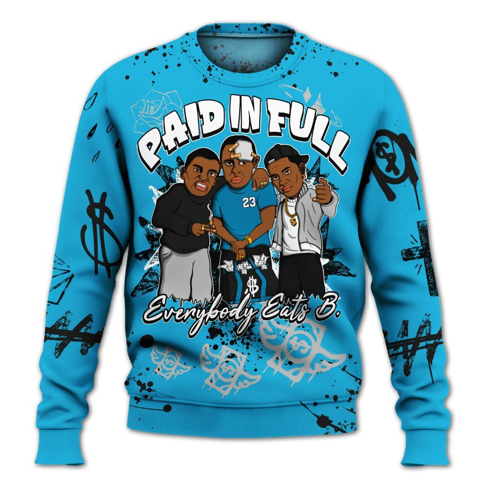 Sweatshirt To Match Black University Blue 2026 14s - Everybody Paid In Full Crayon All Over Print