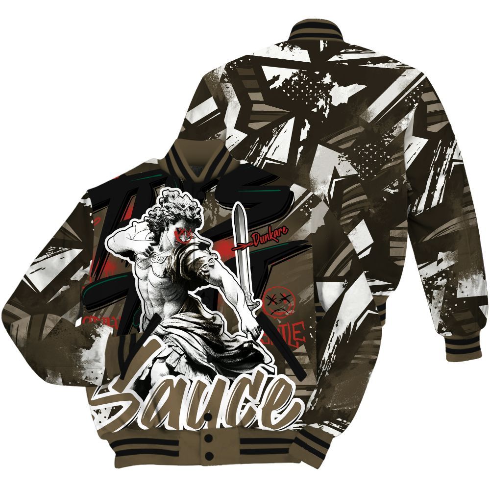 Varsity Jacket To Match Olive 9s - This That Sauce Retro All Over Print