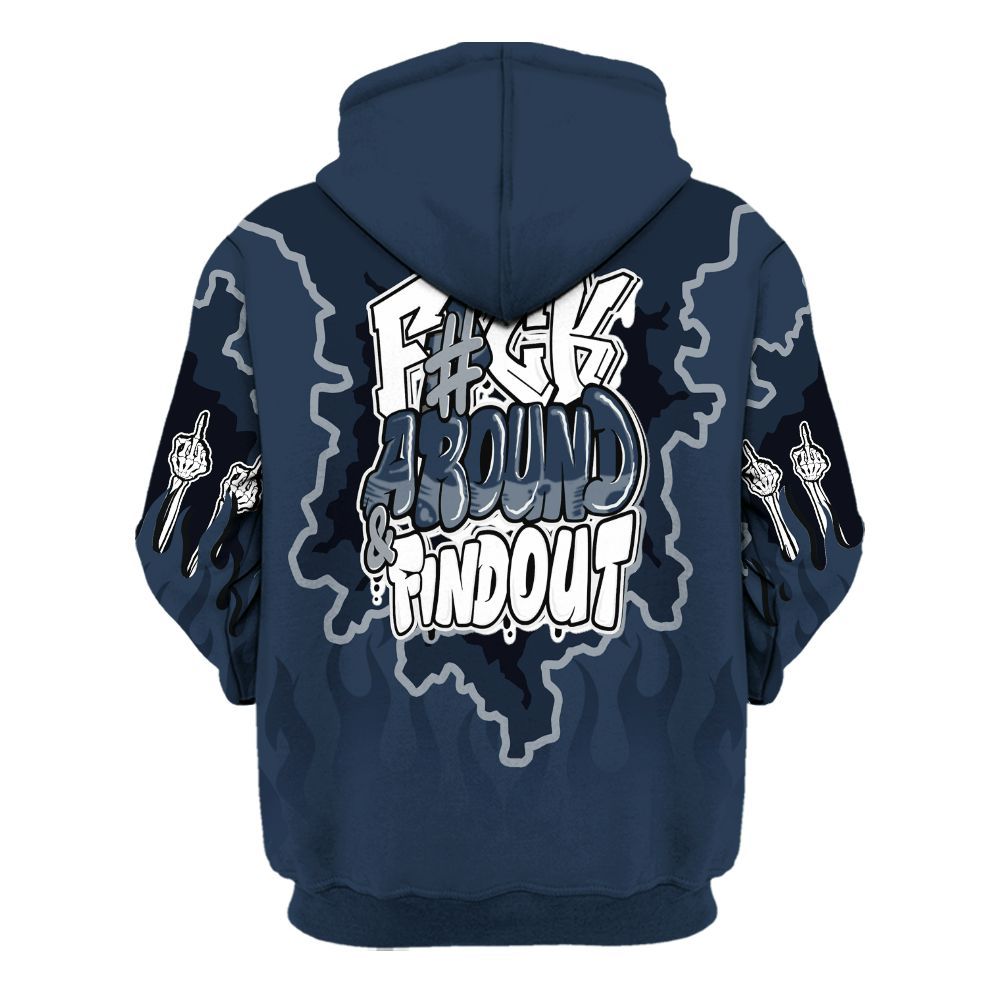 Hoodie To Match White Midnight Navy 6s - F Around Find Out Graphic Trapped All Over Print