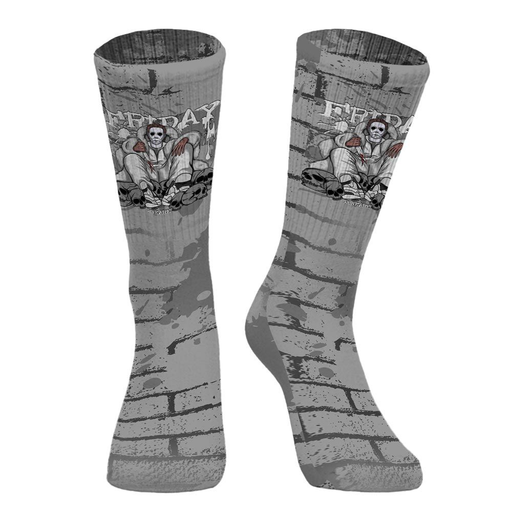 Sock To Match Black Wolf Grey 12s - Friday Halloween Brick