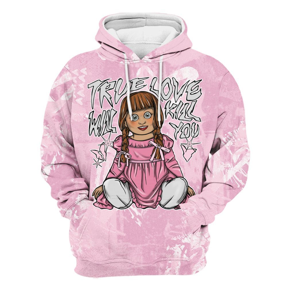Hoodie To Match Orchid 4s - Genuine Loves Bear Heart Grunge All Over Print