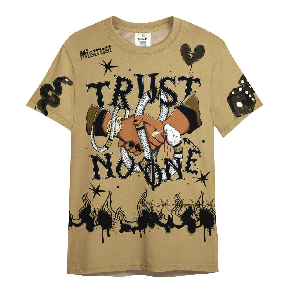 Shirt To Match High OG Black Metallic Gold 1s - Trust No One Snake-Bite Doodle Crayon All Over Print