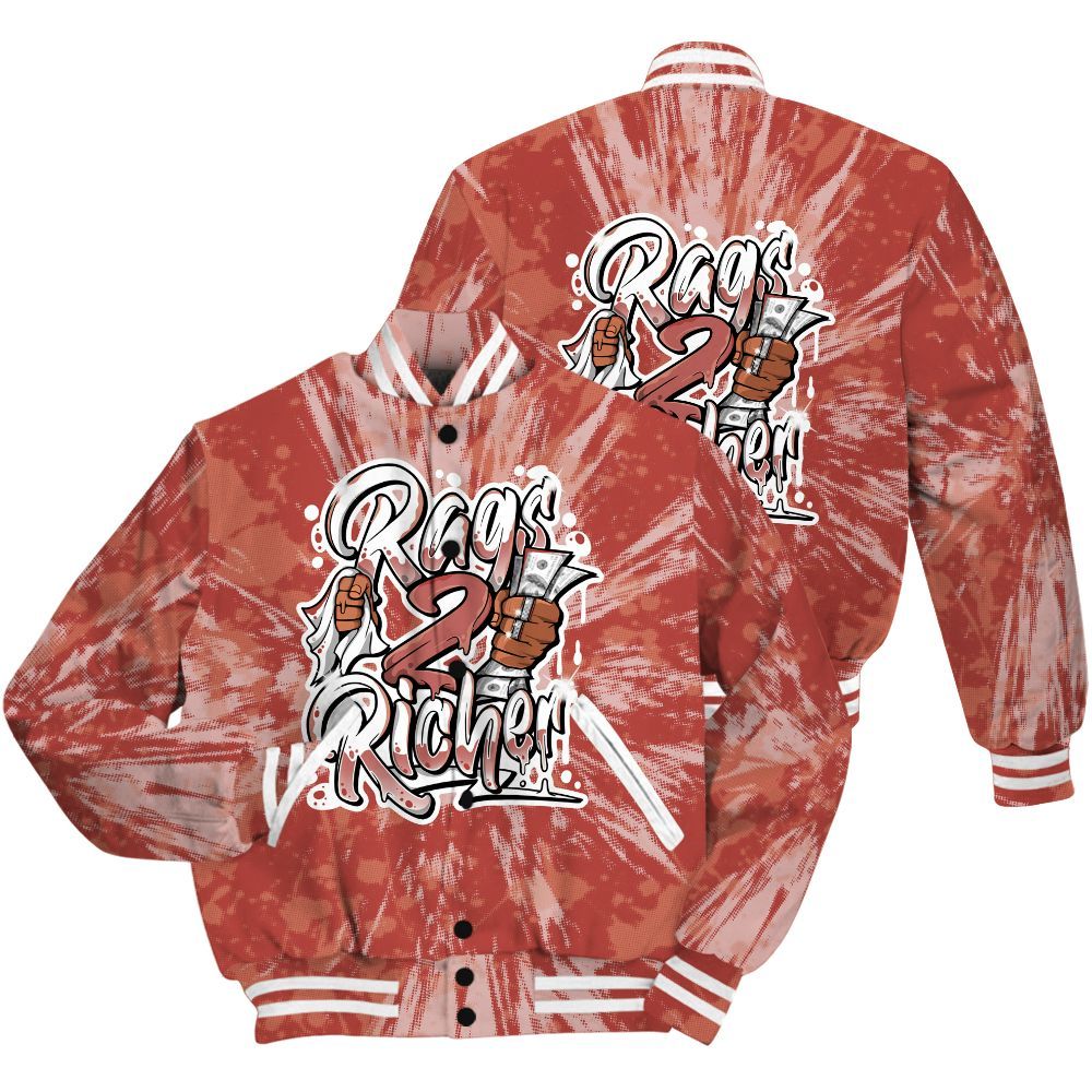 Varsity Jacket To Match Dune Red 13s Shirt - Rag 2 Rich Graphic Luxury All Over Print