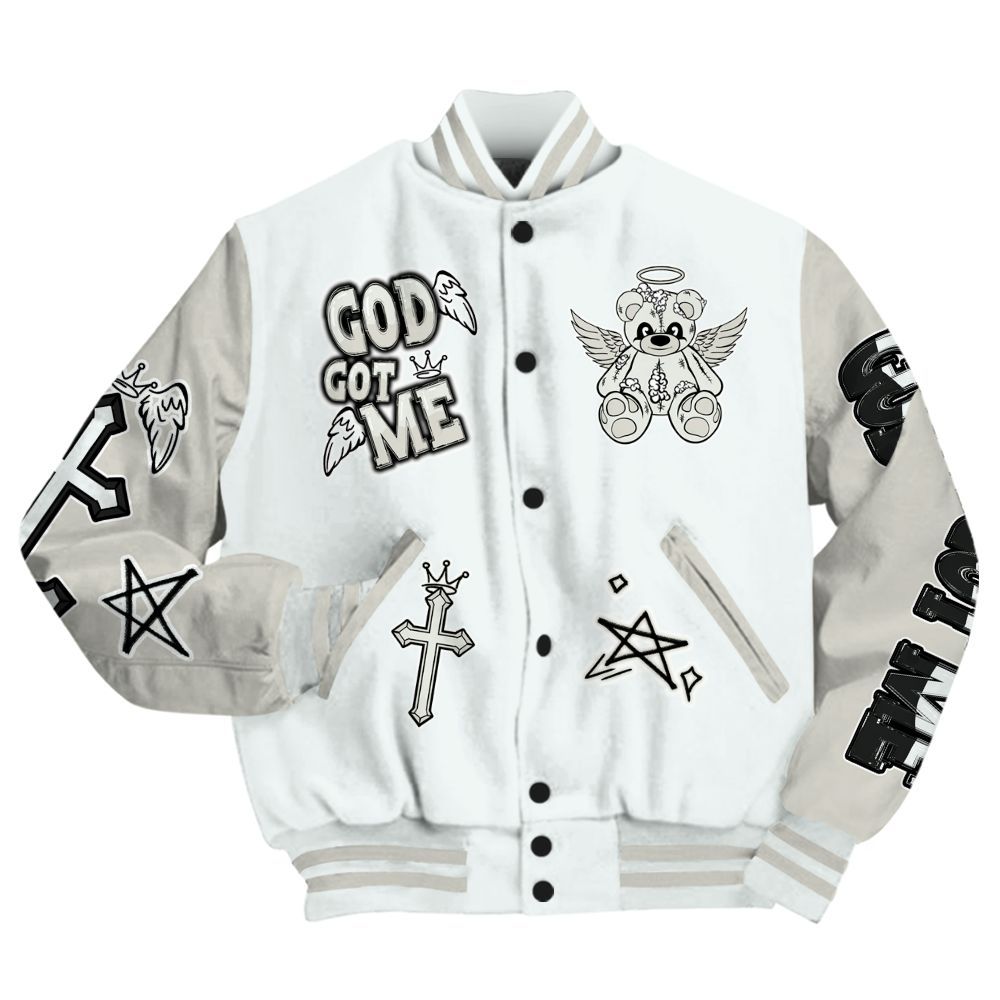 Varsity Jacket To Match Air Max 1 Jacquemus White - Gods Guides Me Bear All Over Print
