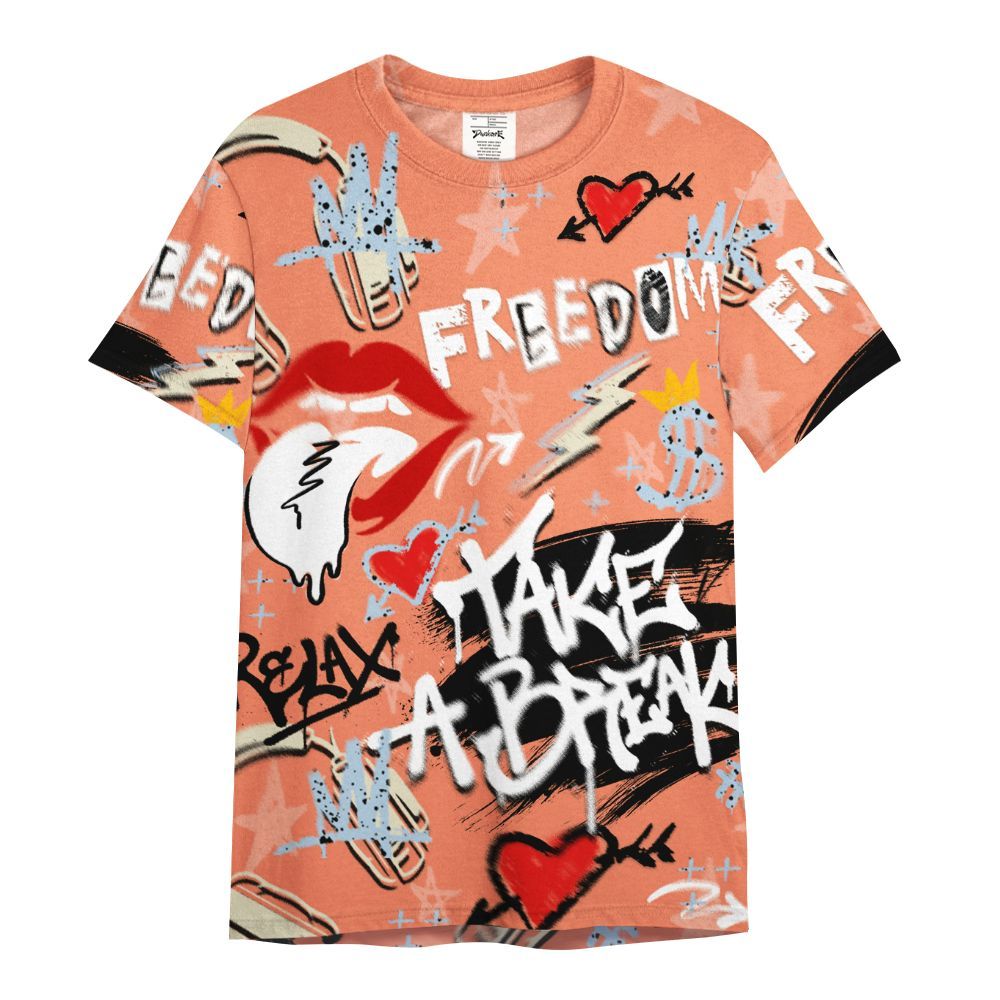 Shirt To Match DJ Khaled Crimson Bliss 5s - Take Break Freedom Graffiti Streetwear All Over Print
