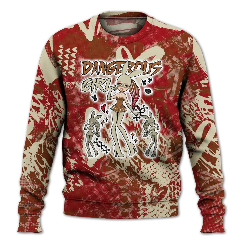 Sweatshirt To Match Archaeo Brown 5s - Dangerous.Girl Heart Grunge All Over Print