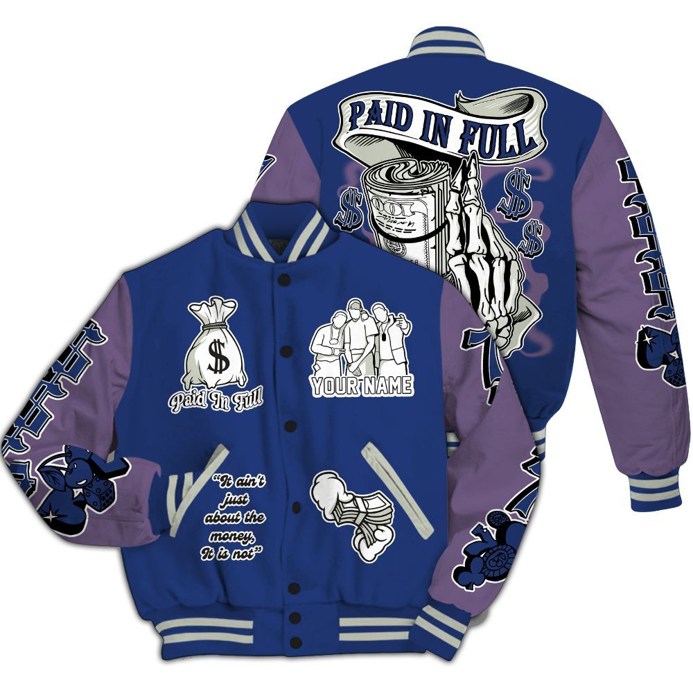 Varsity Jacket To Match Low OG Voodoo Alternate 1s - Paid In Full Baseball Varsity Jacket Custom Name All Over Print