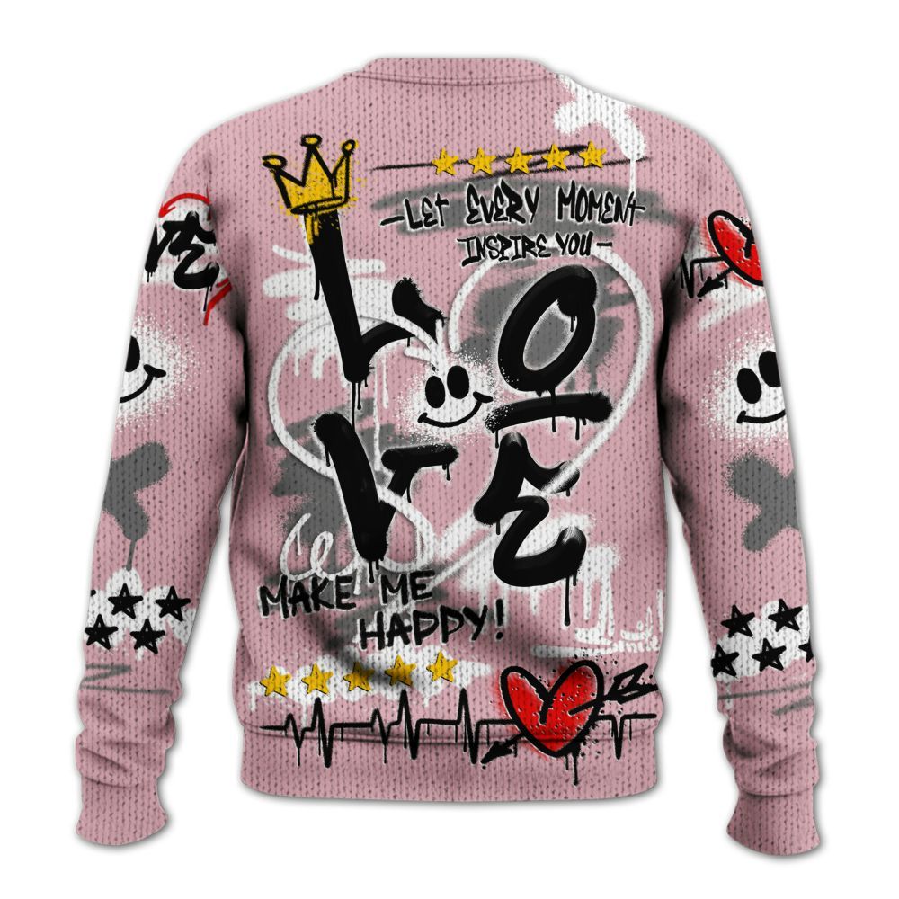 Knitted Sweater To Match Air Max DN Pink Foam - Happy Love Beats Graffiti Streetwear