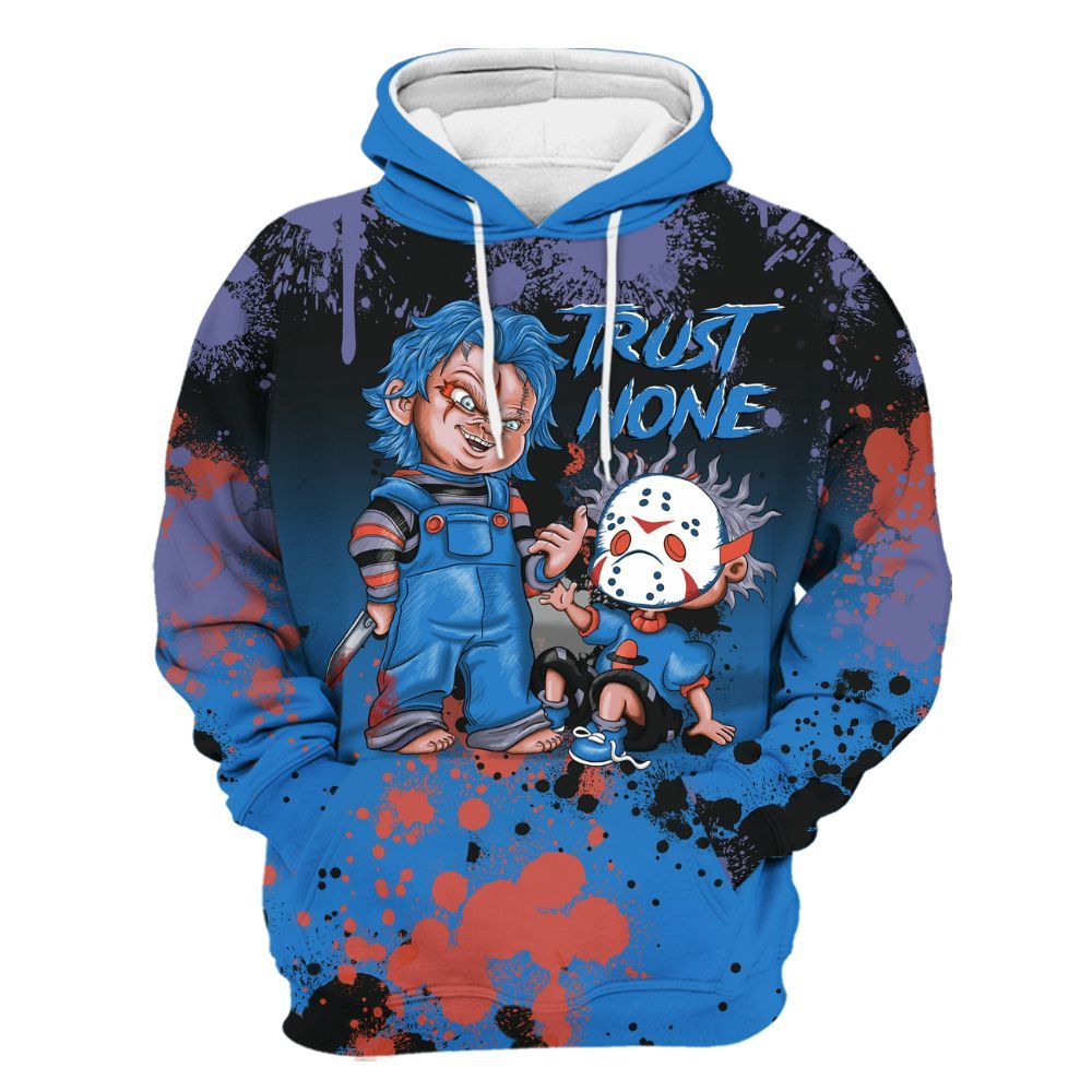 Hoodie To Match Hi-Res Blue 700s - Trust No One Scary All Over Print