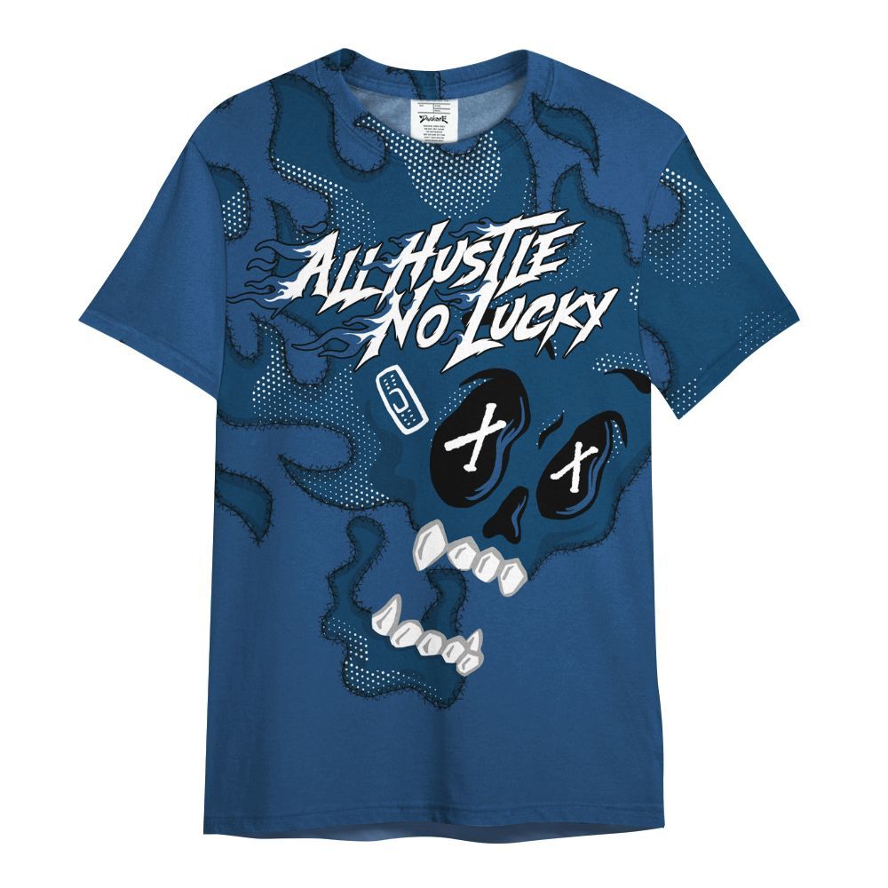 Shirt To Match High OG Midnight Navy 1s - All Hustle No Lucky Skull All Over Print