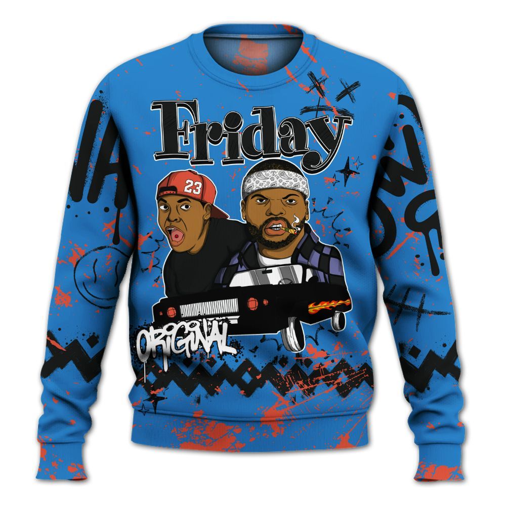 Sweatshirt To Match Hi-Res Blue 700s - Friday Sneaker Crayon All Over Print