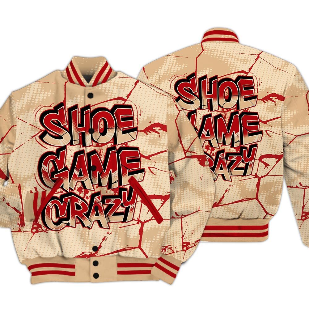 Varsity Jacket To Match Dunk Low Strawberry Waffle - Shoe Game Crazy White Graphic Crack Varsity Jacket Unisex