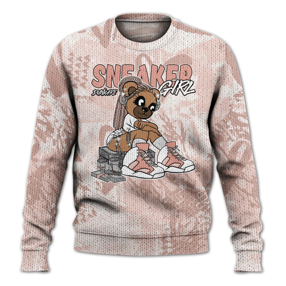 Knitted Sweater To Match Low Legend Pink 11s - Sneaker Girl Bear Heart Grunge