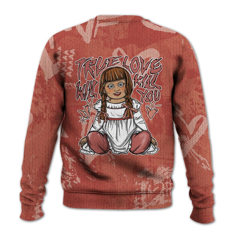 Knitted Sweater To Match Dune Red 13s - Genuine Loves Bear Heart Grunge