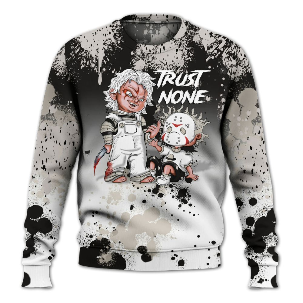 Sweatshirt To Match Retro Reverse Metallic 5s - Trust No One Scary All Over Print