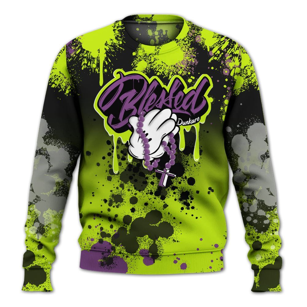 Sweatshirt To Match GS Black Barely Volt 11s - God Blessed Ink Drip All Over Print