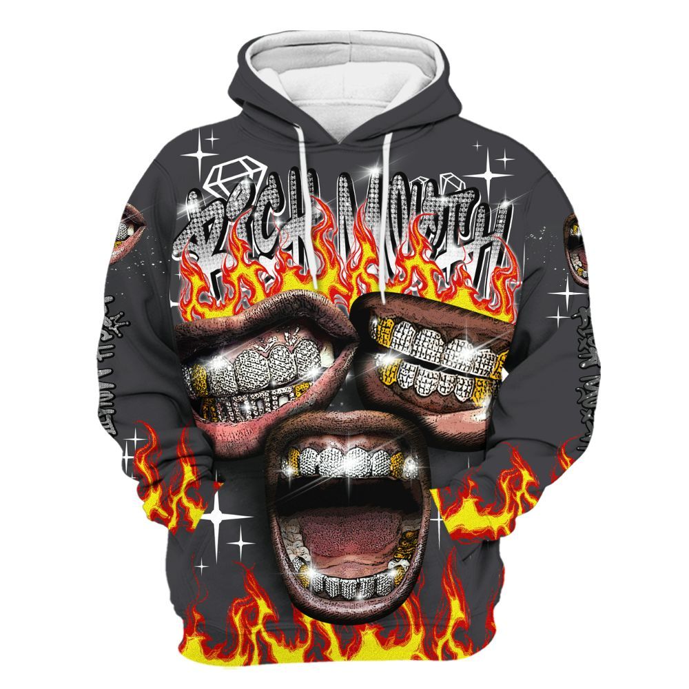 Hoodie To Match Fear 4s - Rich Mouth Fire Rap Retro 90s All Over Print