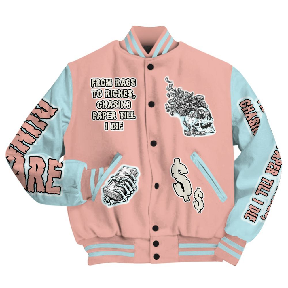 Varsity Jacket To Match Dunk Low Glacier Arctic - From Rags To Riches All Over Print