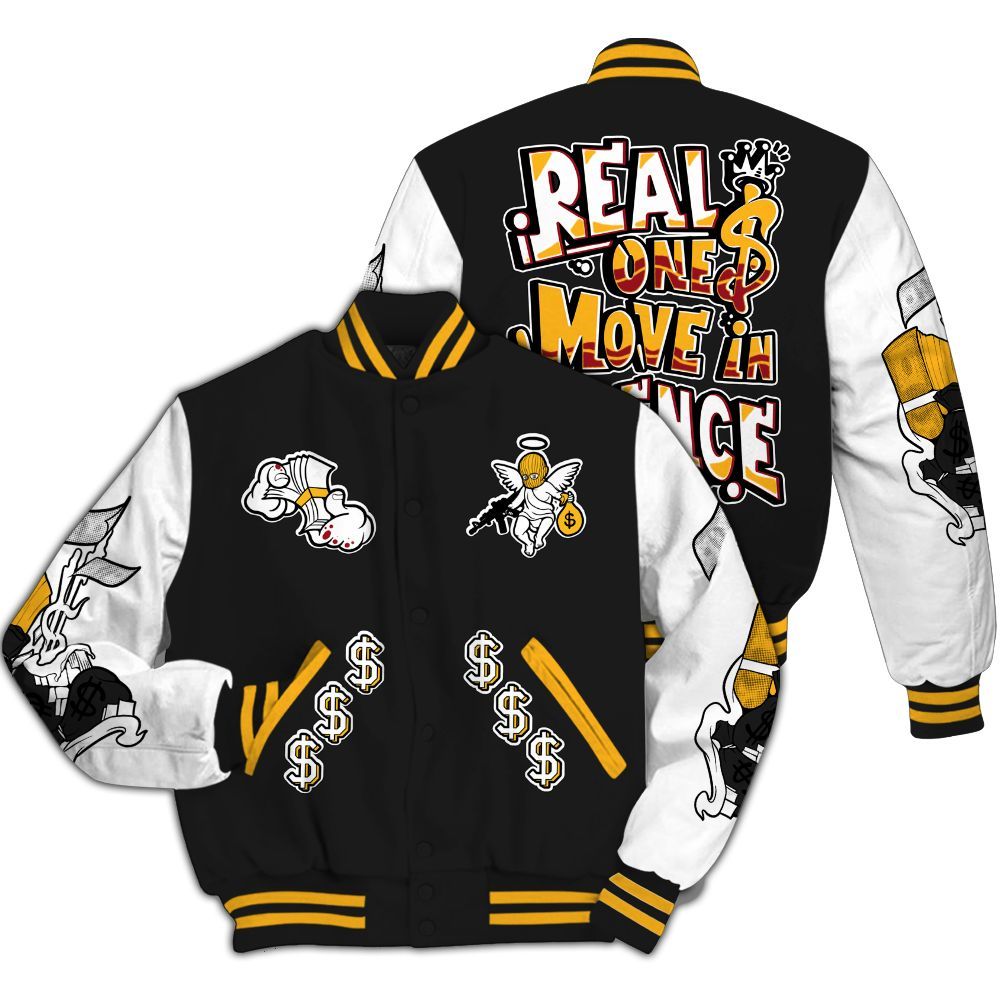 Varsity Jacket To Match White Taxi 12s - Ones Move In Silence Graphic All Over Print