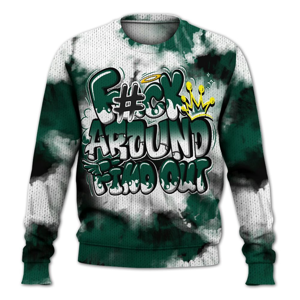 Knitted Sweater To Match Oxidized Green 4s - Tie Dye FK Around Find Out