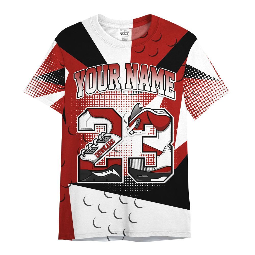Shirt To Match High OG Varsity Red 1s - Poly Custom Name Number 23 5s All Over Print