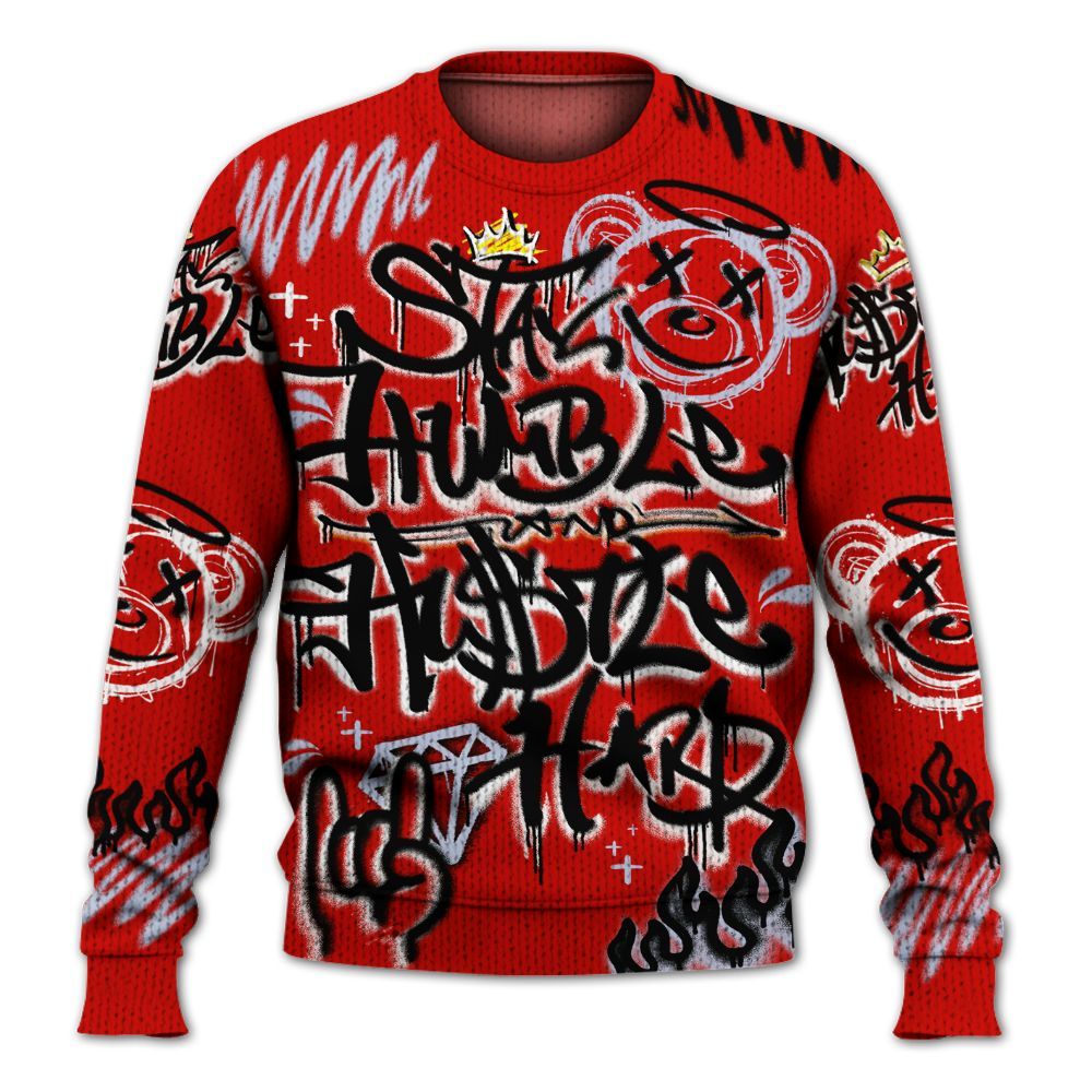 Knitted Sweater To Match Fire Red 6s - Humble Drip Streetwear Graffity