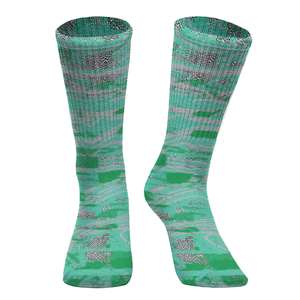 Sock To Match Black Green Glow 3s - Blurry Abstract Graphic Unisex