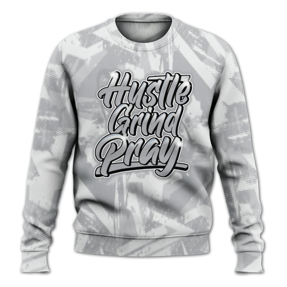 Sweatshirt To Match Low OG Wolf Grey 1s - Hustles And Prayer Graphic Halftone All Over Print