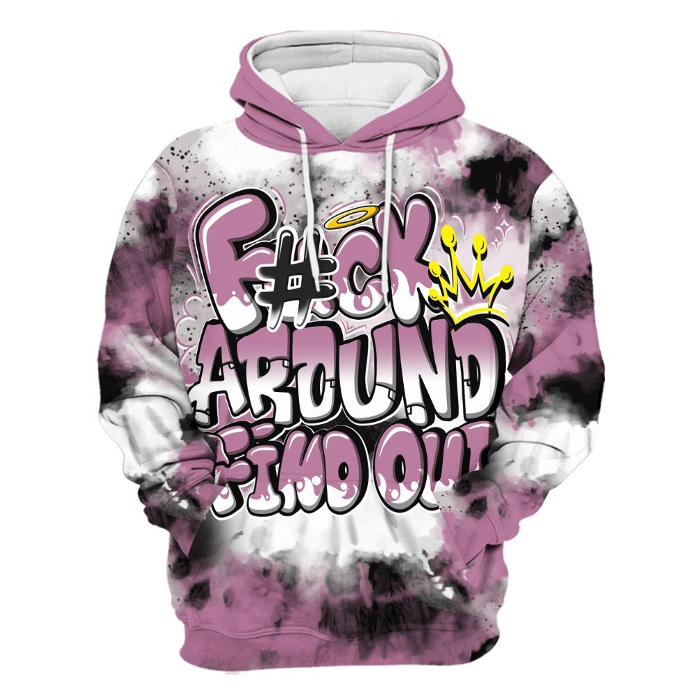 Hoodie To Match Neutral Grey Black White Orchid 4s - Tie Dye FK Around Find Out All Over Print