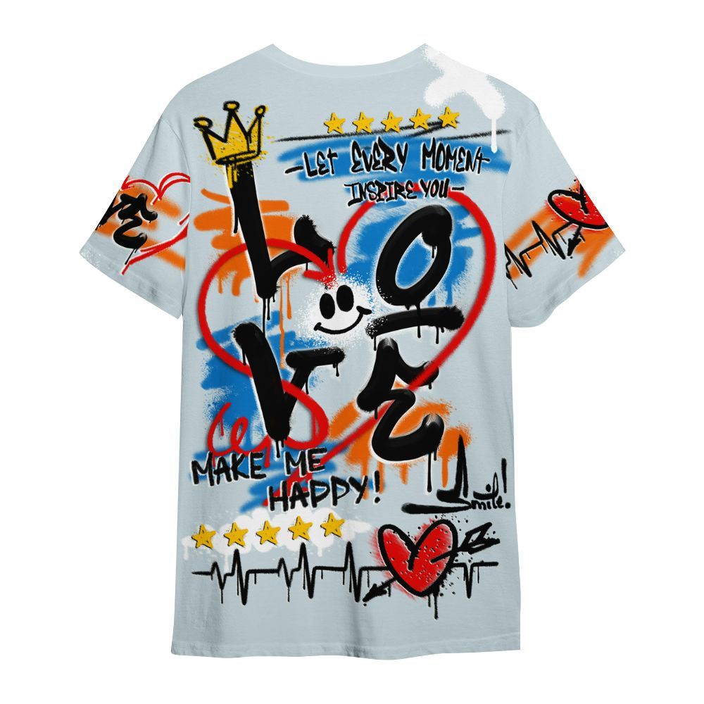 Shirt To Match Retro High OG Alaska 1s - Happy Love Beats Graffiti Streetwear All Over Print