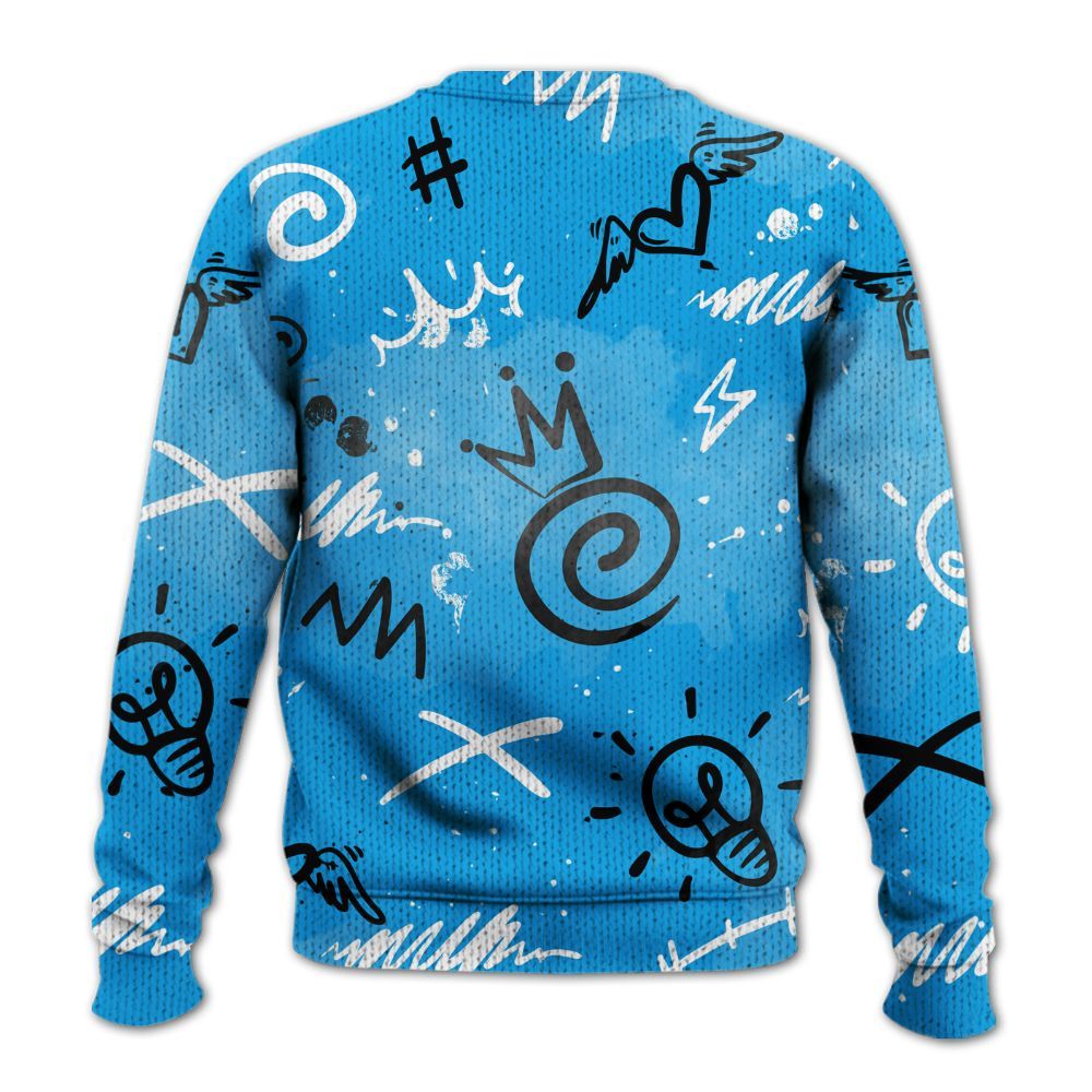 Knitted Sweater To Match Black University Blue 2022 13s - Drip Been Di2ferent