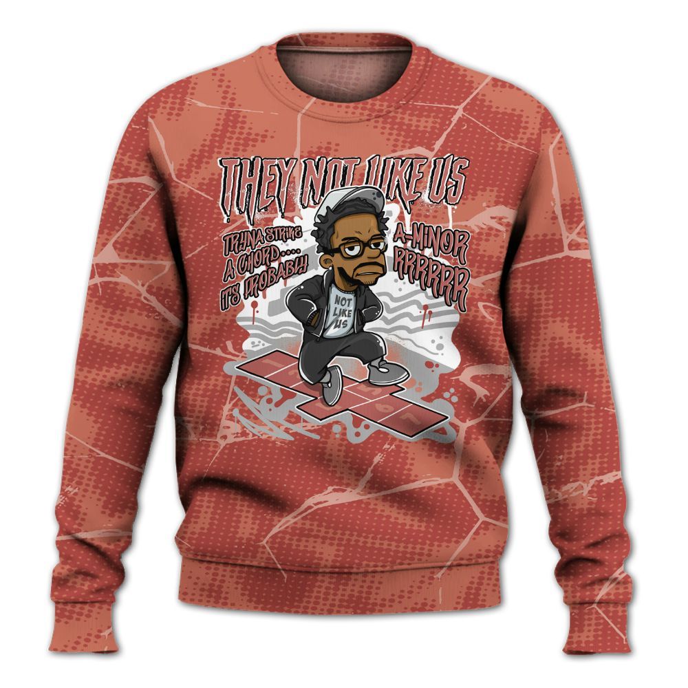 Sweatshirt To Match Dune Red 13s - Hopscotch Dislike Us Graphic Crack All Over Print