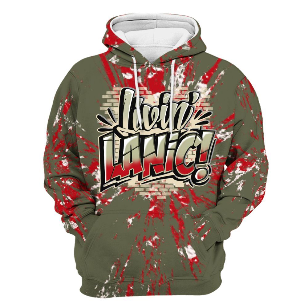 Hoodie To Match Low OG Medium Olive 1s - Living Large Graphic Luxury All Over Print