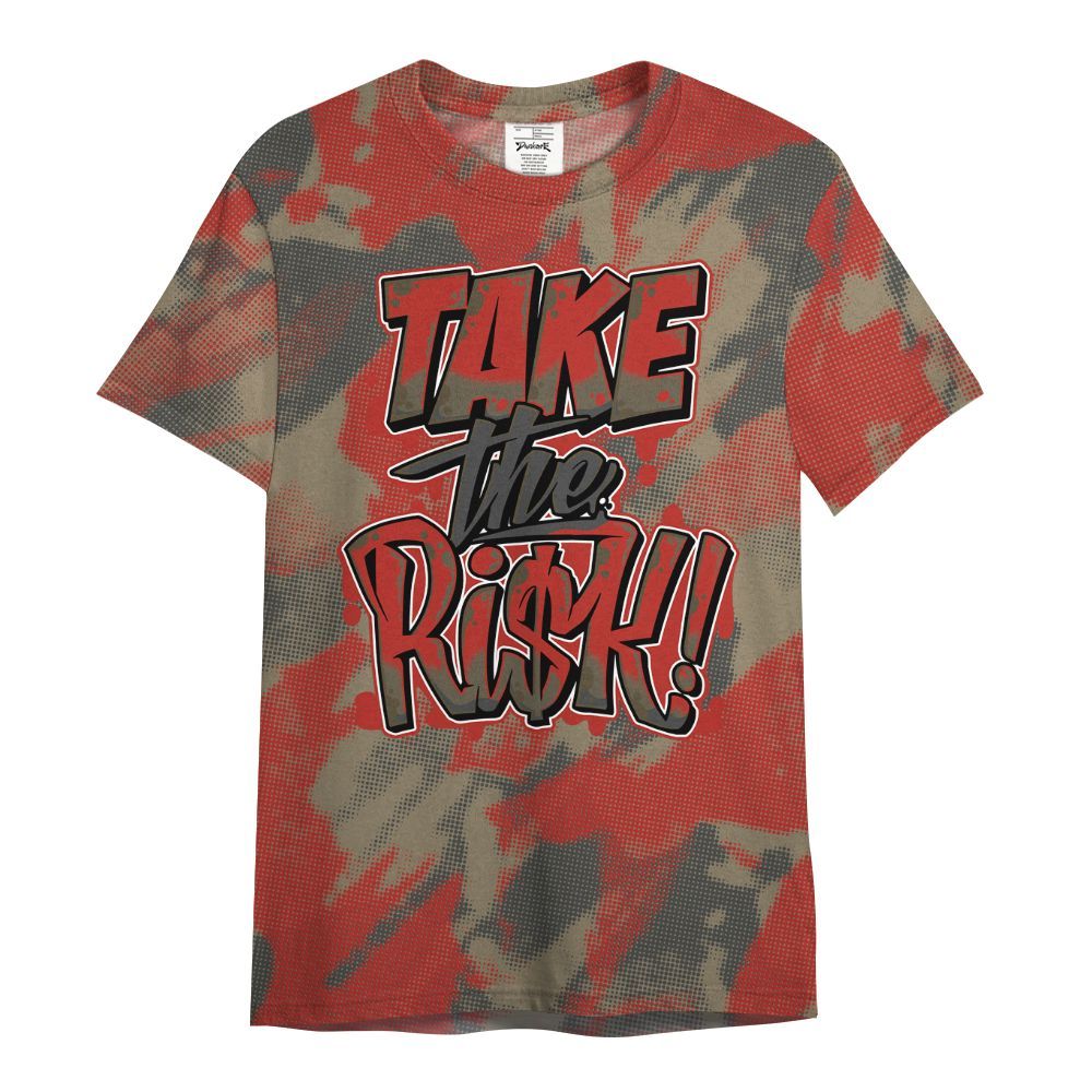 Shirt To Match Olive 9s - Take Risks Abstract All Over Print