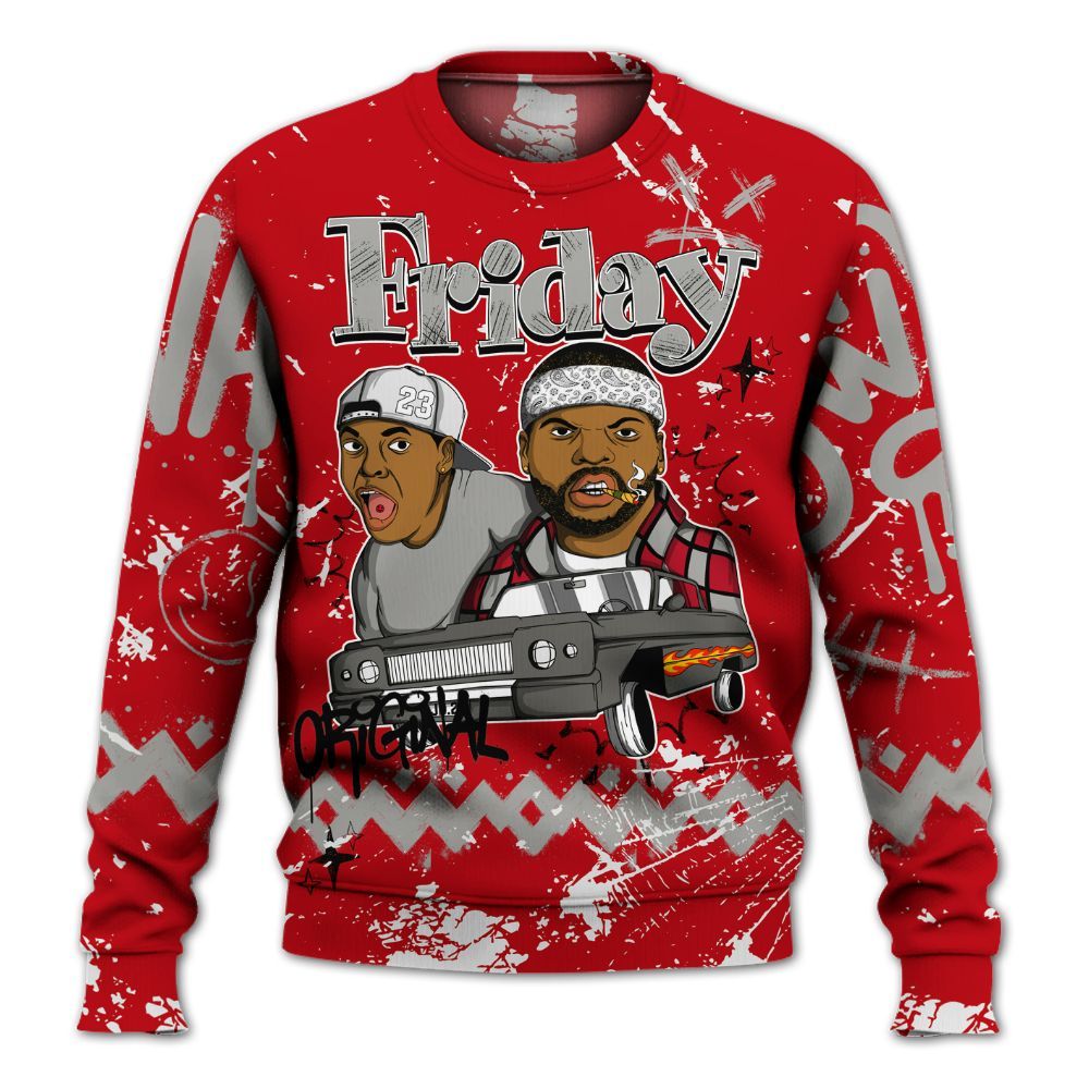Sweatshirt To Match Air Griffey Max Gray Reds 1s - Friday Sneaker Crayon All Over Print