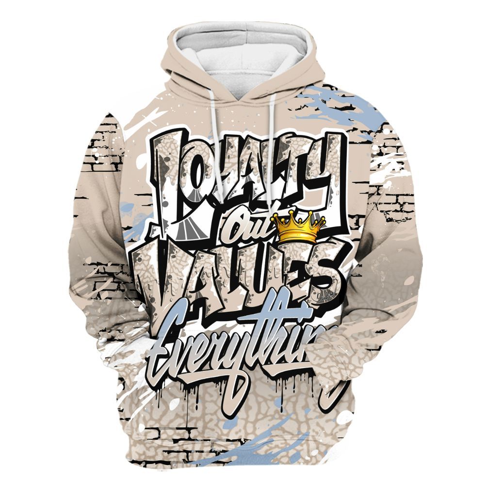 Hoodie To Match Desert Sand 3s - Values Of Loyalty Drip All Over Print
