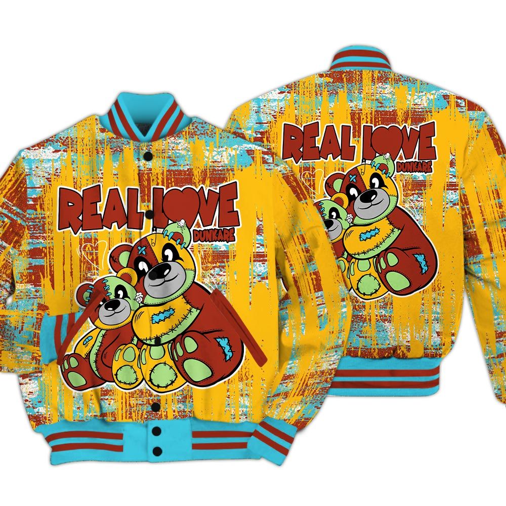 Varsity Jacket To Match SB Dunk Di'Orr Greenwood - Sincere Fondness Bear Glitch Art Varsity Jacket Unisex